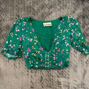 Floral green crop top